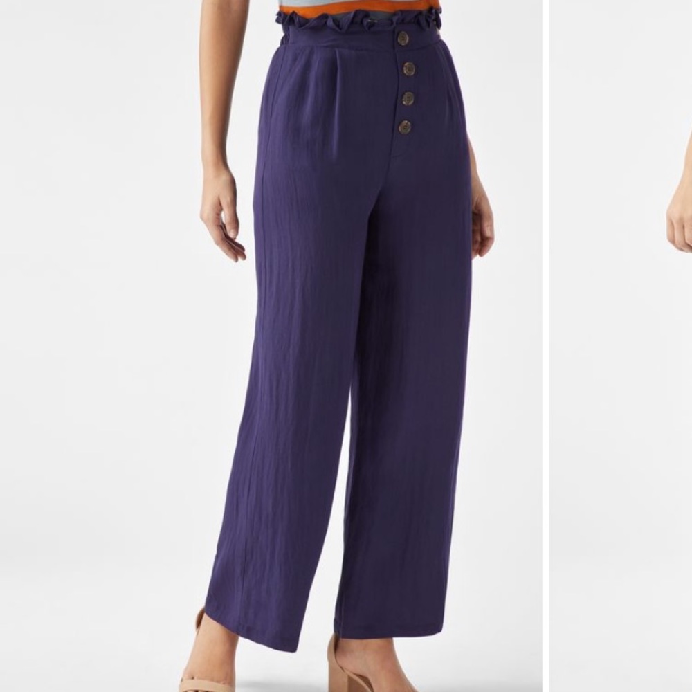 Button accent blue wide leg pants. NWT S & M